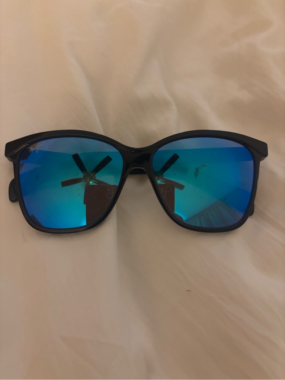 Maui Jim Black Frame Sunglasses with Blue Mirrored Lenses